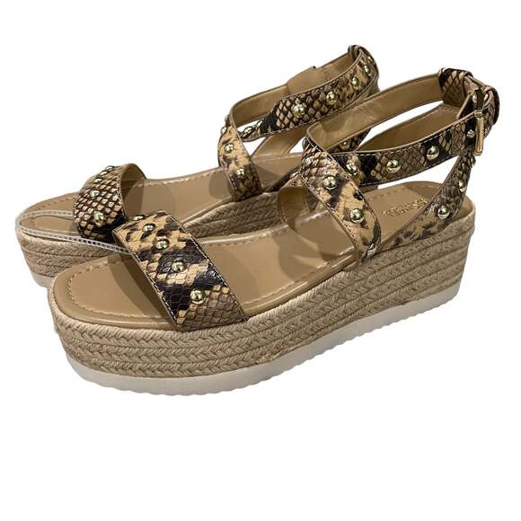 Michael Kors Lowry Snake Print Espadrilles Wedges Size 7.5 NEW - Picture 4 of 10